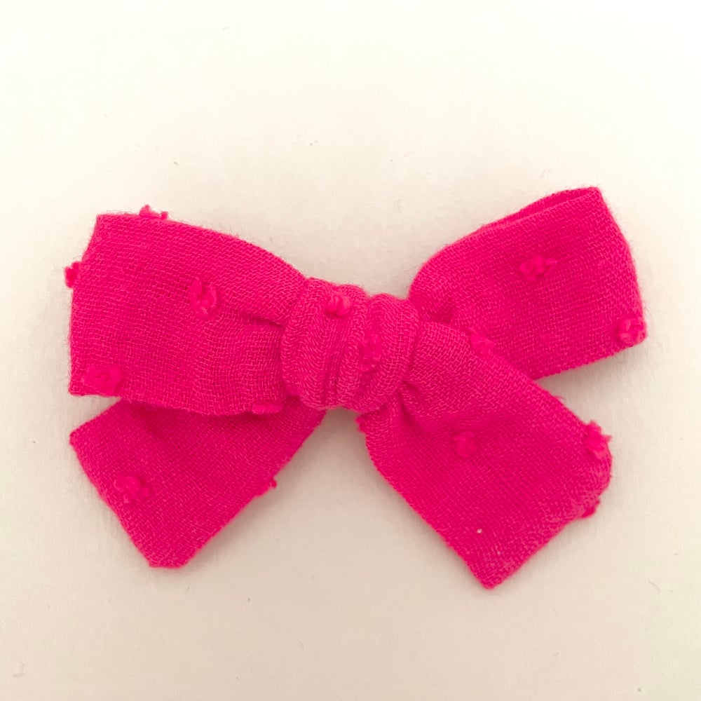 Image of Barrette Bertille double gaze fuschia plumetis