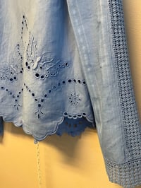 Image 8 of Blue puff sleeve shirt (small)