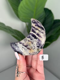 Image 2 of FLUORITE X CALCITE SELF STANDING MOONS