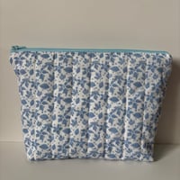 Image 1 of Leaf It Blue Handmade Quilted Makeup Bag - Limited Edition 