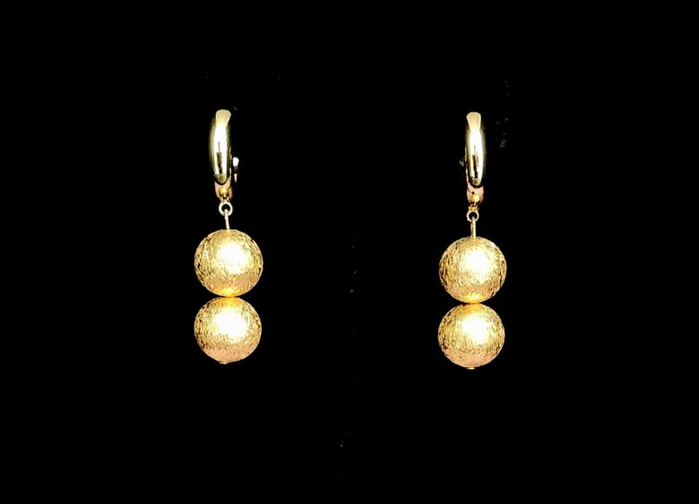 Image of Gold Double Ball Pierced Earrings 