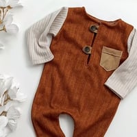 Image 2 of Newborn boys romper Federico | rusty and beige