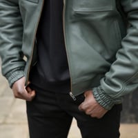 Image 5 of OUR LEATHER JACKET - DEEP GREEN