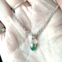Image 2 of Handmade Sterling Silver Green Onyx Bullet Point Pendant 