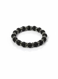 Image 1 of Black Pave Crystal Bracelet, Silver Rondelle, 7 inch