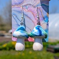 Image 3 of Speckled Earth Swirl Mushroom Dangles 