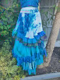 Image 2 of Wanderlust maxi tiered skirt/ Bandeau Dress Blue tie dye flecks of purple 8-16 copy