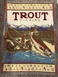 Image 1 of Vintage Trout Fishing Blanket