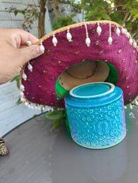 Image 4 of Dolly cowboy hat - recycled sari fabric purple and pink