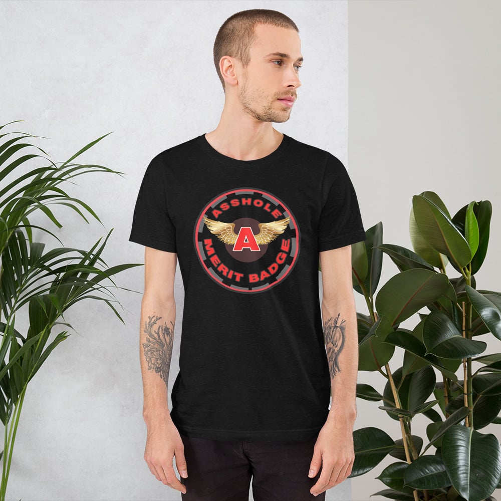 Image of Asshole merit badge graphic tee shirt. trending tee