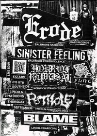 Erode + Sinister Feeling. Southside, Lincoln. 17/9/26