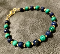 Image 4 of Malachite and Dark Blue Lapis Lazuli with Hematite - Size 7.25