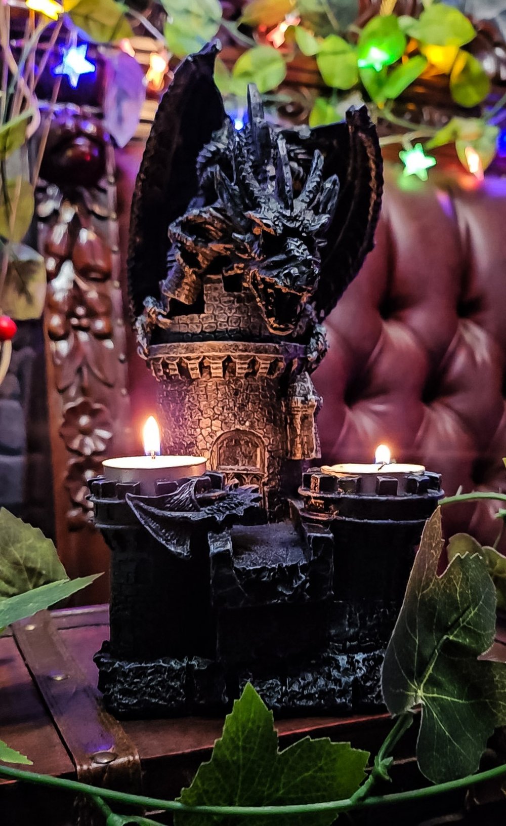 👑The Armored Kingdom Dragon's Fury Flameforge Candle Holder with 2 Candles 🐉🕯