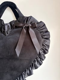 Image 2 of 🖤 Black Velvet Heart Handheld Bow Bag