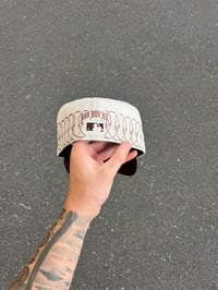 Image 3 of BURGUNDY BRIM  OFF WHITE TWO TONE LA DODGERS CUSTOM FITTED CAP