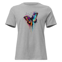 Image 7 of Women's Relaxed T-Shirt, Radiant Paint Drip Butterfly Colorful tee