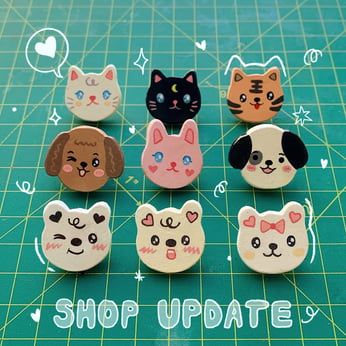 Fruity cat clay pins