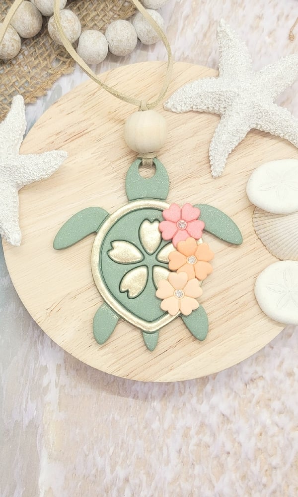 Image of Floral Reef Turtle Car Hanger
