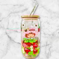 Image 1 of Glass Cup with Lid & Straw