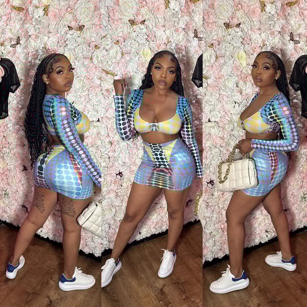 Image of Wet Colorblock Skirt Set 
