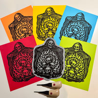 Image 1 of Grim Reaper Portal Linocut Prints