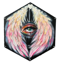 Image 1 of “YOUR ANGEL” ACRYLIC ON HEXAGON CANVAS 12”x10.5”