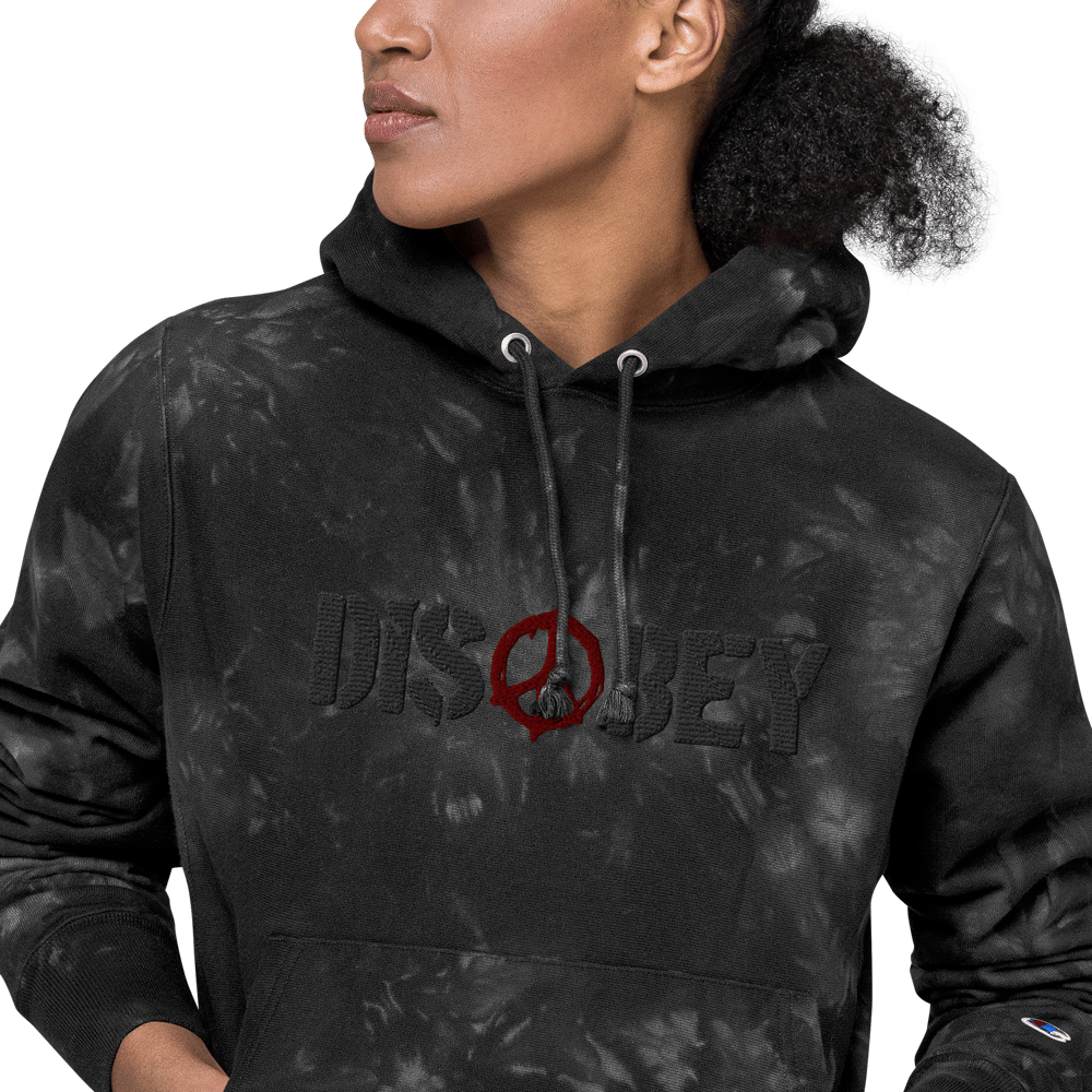 DISOBEY EMBROIDERED CHAMPION TIE-DYE HOODIE