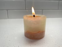 Image 1 of White Onyx Cylinder Tea Light Candle Holder + 2 Pure Beeswax Tea Light Candles