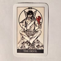 Image 1 of Richard Ramirez Tarot "The Devil" Card DIE CUT Glossy Finish LAMINATED Vinyl Sticker
