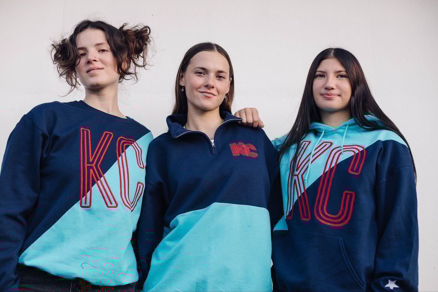 Image of KC's MAKING GROOVES TEAL/NAVY/RED QUARTER-ZIP SWEATSHIRT 