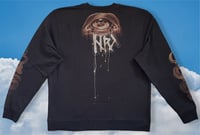 Image 2 of “COME OUT AT MIDNIGHT” BLEACH PAINTED PULLOVER SWEATER XL