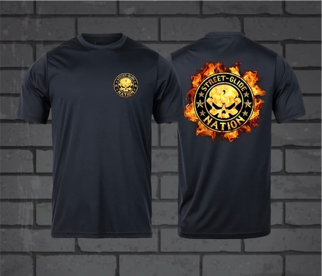 Street Glide Nation burning Skull T-Shirt