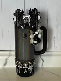 Image 1 of Black White and Silver Trash Panda Set (Bow, Bauble and Stack)