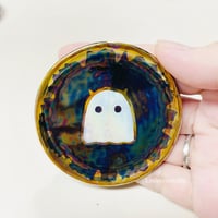 Image 2 of Cute mini ghost trinket dish with rainbow effect (2.5 inches diameter) 