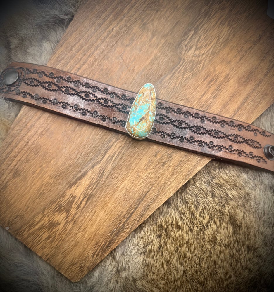 Image of Mine #8 Turquoise leather Bracelet - up to 8” wrist