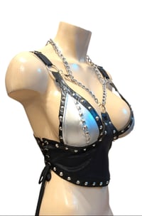 Image 2 of Black and silver bralette.