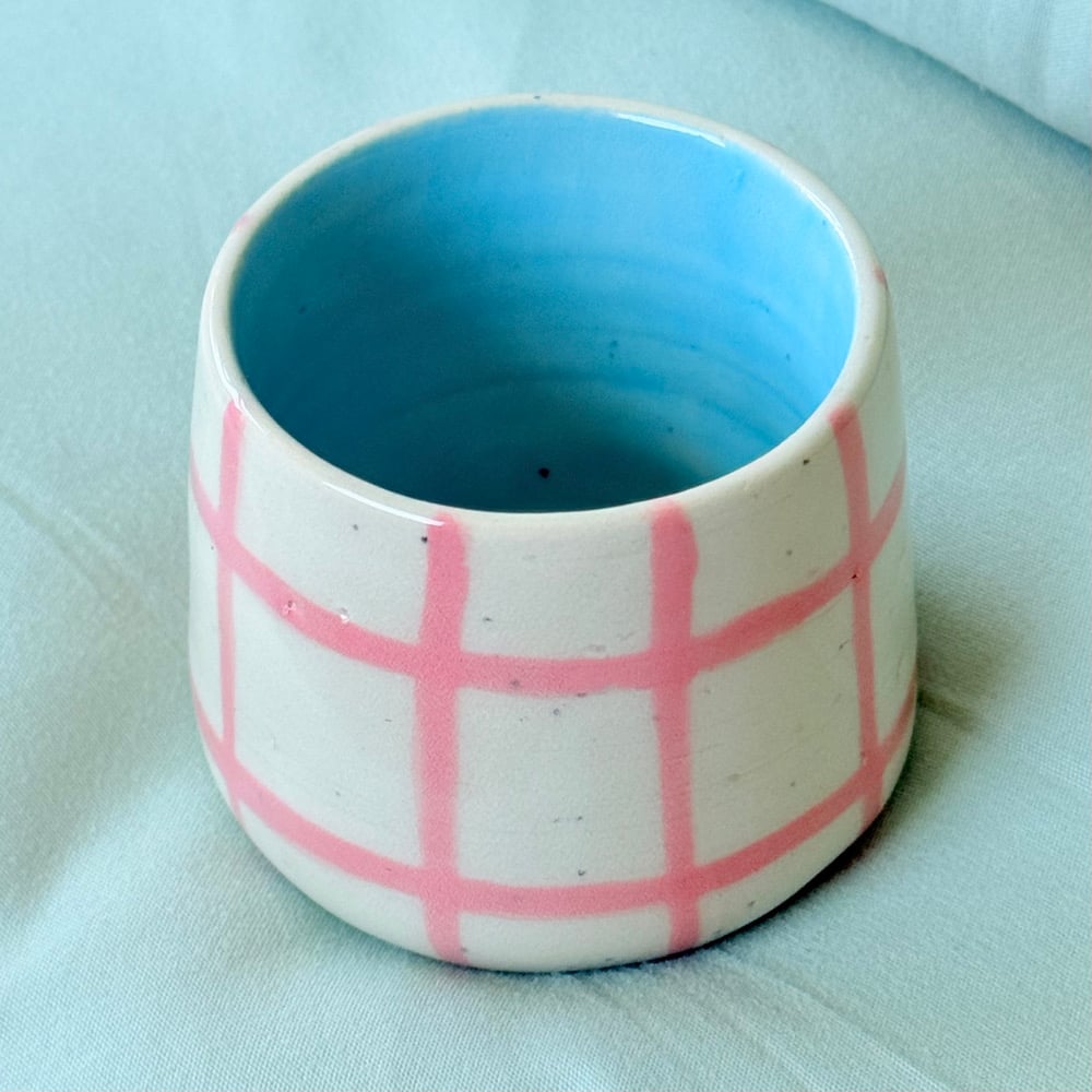image of pink grid cup