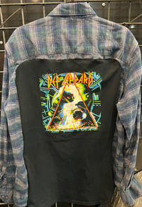 Vintage Blue/Gray Flannel Shirt Def Leppard