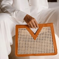 Image 2 of Rattan Clutch (NEW) Camel