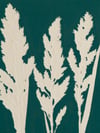 Grass A4 Original Botanical Monoprint Blue 