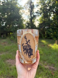 Image 7 of Golden checkered Bronc to go mug