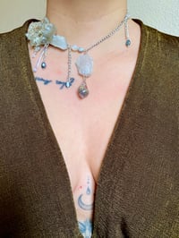 Image 8 of 🤍Lichen Raw Quartz Crystals Orchid Necklace🤍