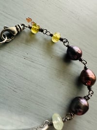 Image 9 of garnet and peacock pearl bracelet with beloved charm