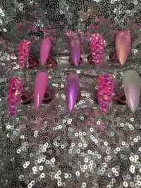 Image 4 of  Pink Barbie dream Long stiletto gel press on nails