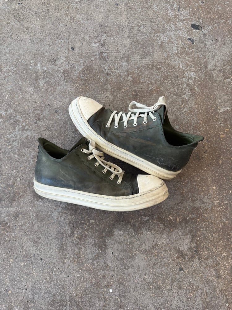Image of Rick Owens Olive Mainline Low Ramones