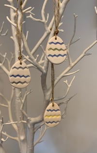 Image 7 of Handmade Ceramic Zig Zag Easter Eggs (Set of 3)