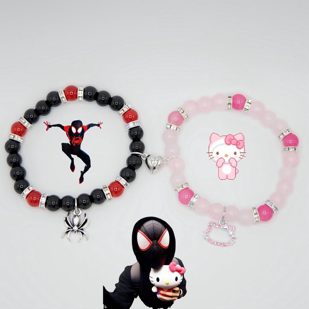 Spiderman bracelets| Hello kitty bracelets| Matching bracelets| Couples  bracelets| Unique gift| Handmade Jewelry| Spiderman X hello kitty