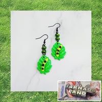 Caterpillar on Leaf Earrings
