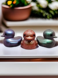 Image 1 of Set of 3 Resin Art OlllllO Ducks Ceramic Coated with Ducking Cards 'The Kelpie'