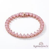 Image 5 of Pink Stone Ring & Bracelet Set Gold Plated | Matching Jewelry Set | Women’s Pink Cute Girly Set